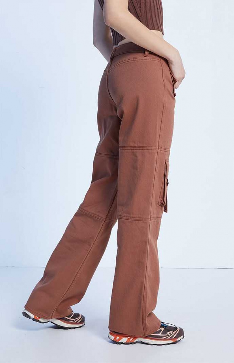 Pantalones PacSun Brown Low Rise Utility Cargo Mujer Marrones | ORSHM6915