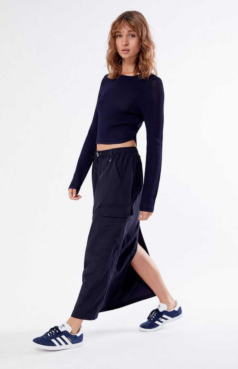 Pantalones PacSun Bungee Cargo Midi Skirt Mujer Negras | HZPRO8064