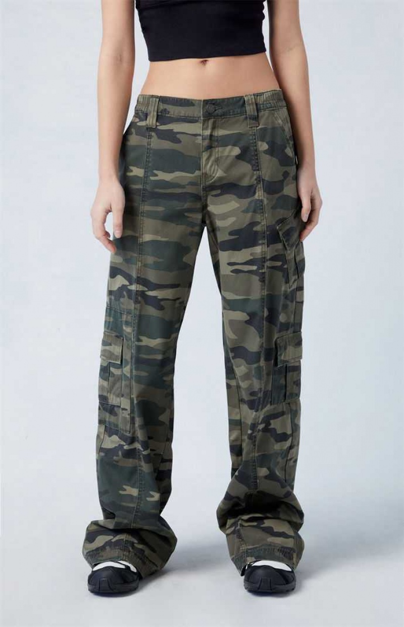 Pantalones PacSun Camouflage Ligeros Low Rise gy Mujer CAMOUFLAGE | AVDXK2956