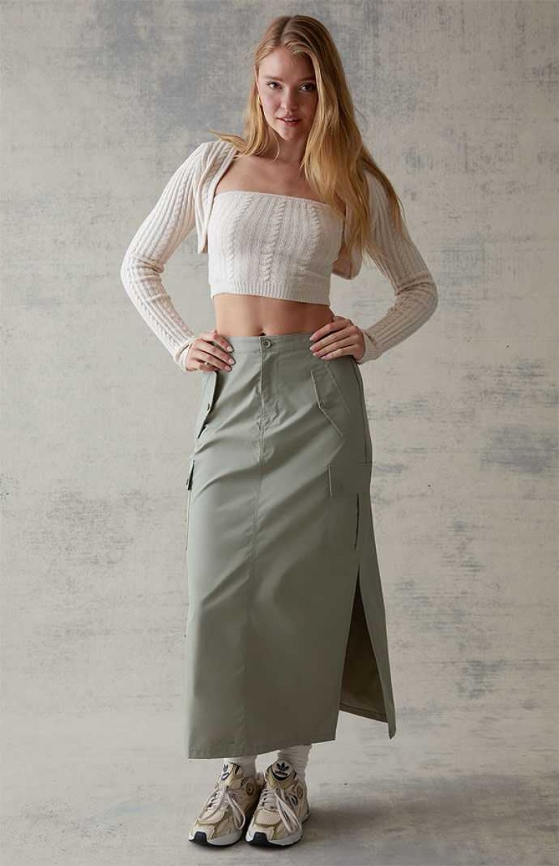 Pantalones PacSun Cargo Midi Skirt Mujer Verde | GAVKD1378