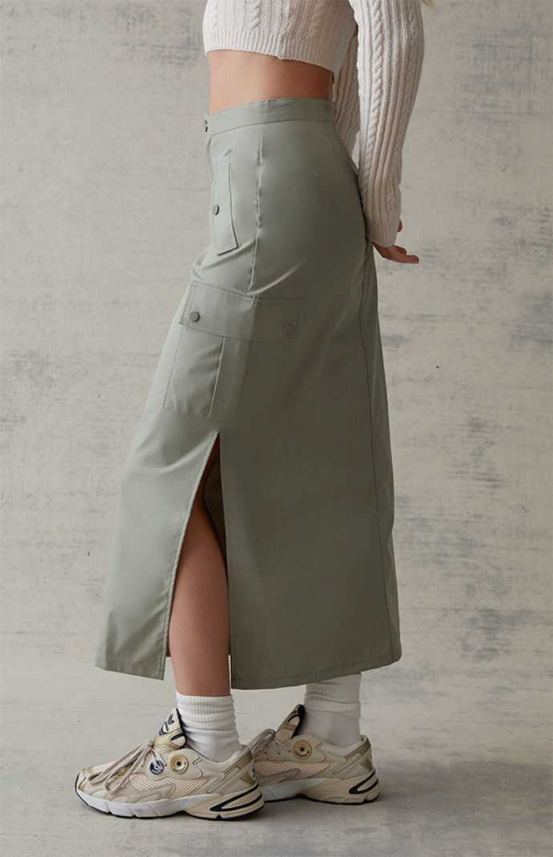 Pantalones PacSun Cargo Midi Skirt Mujer Verde | GAVKD1378