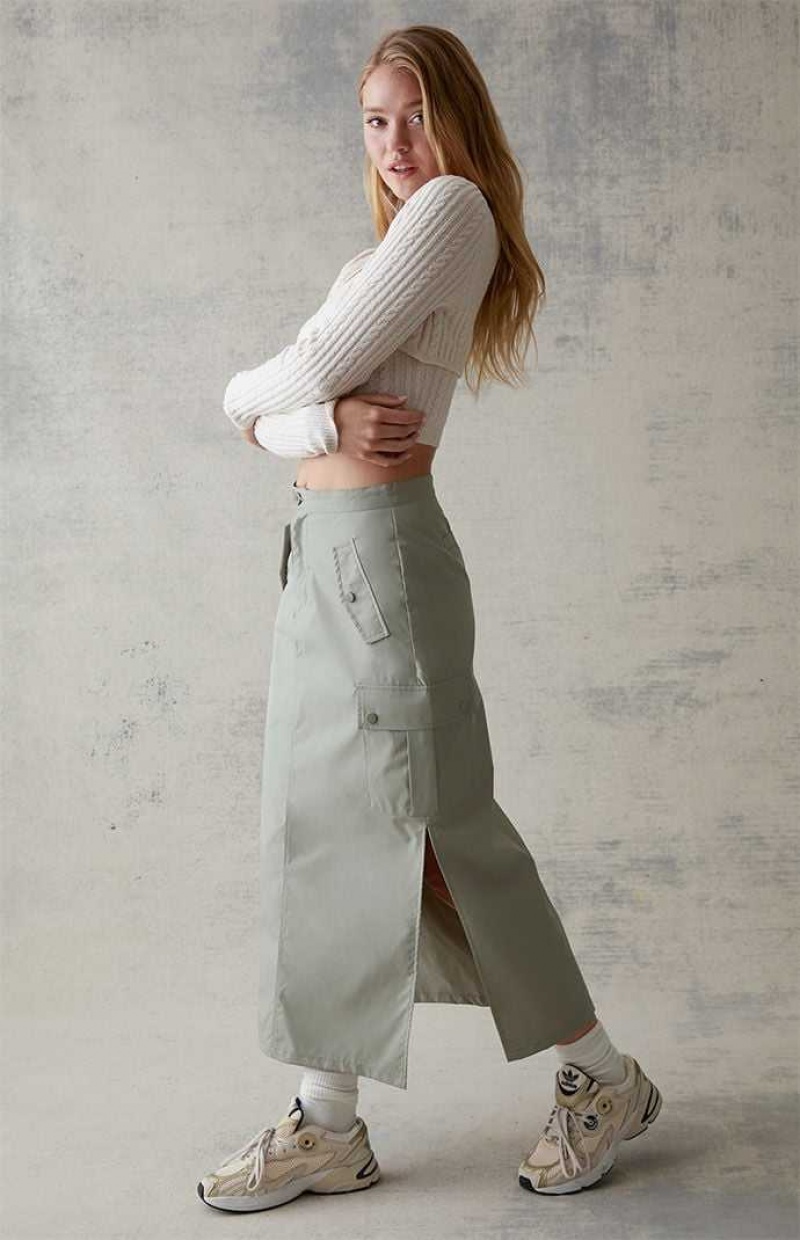 Pantalones PacSun Cargo Midi Skirt Mujer Verde | GAVKD1378