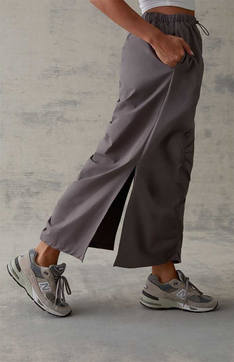 Pantalones PacSun Cinched Front Midi Skirt Mujer Gris Oscuro | UAHXK6479