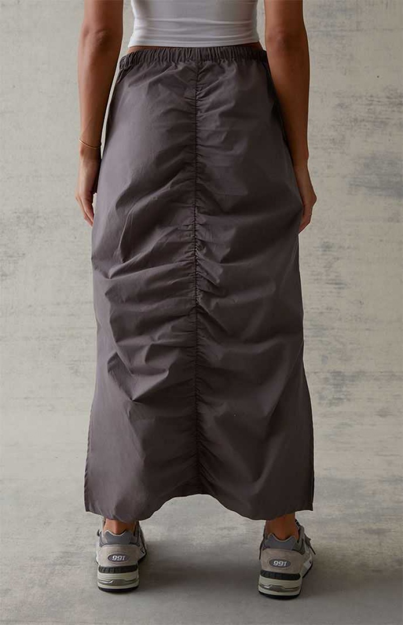 Pantalones PacSun Cinched Front Midi Skirt Mujer Gris Oscuro | UAHXK6479