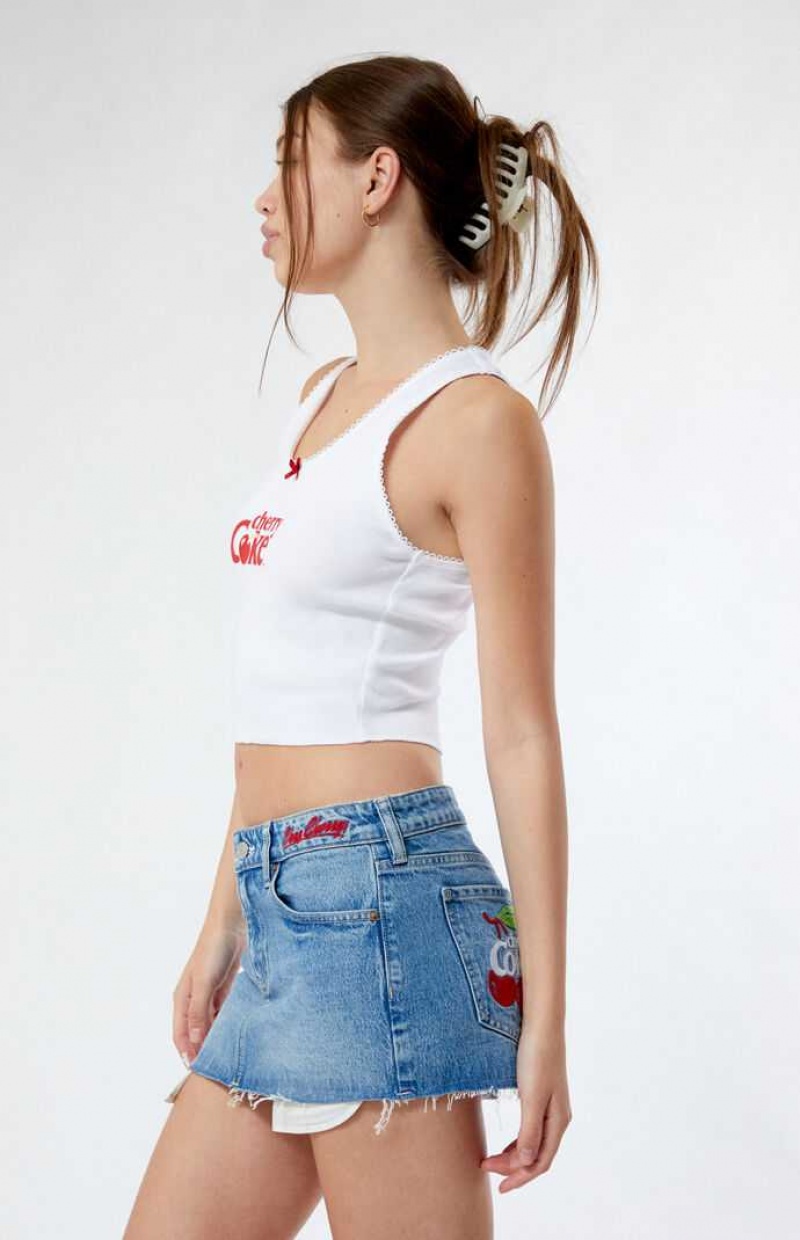 Pantalones PacSun Coca Cola By Cherry Coke Low Rise Micro Denim Mini Skirt Mujer Indigo | CLXKU6120