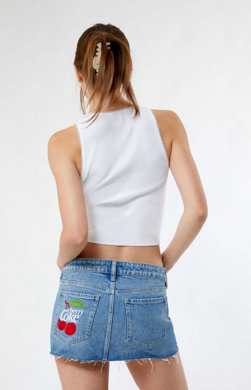 Pantalones PacSun Coca Cola By Cherry Coke Low Rise Micro Denim Mini Skirt Mujer Indigo | CLXKU6120