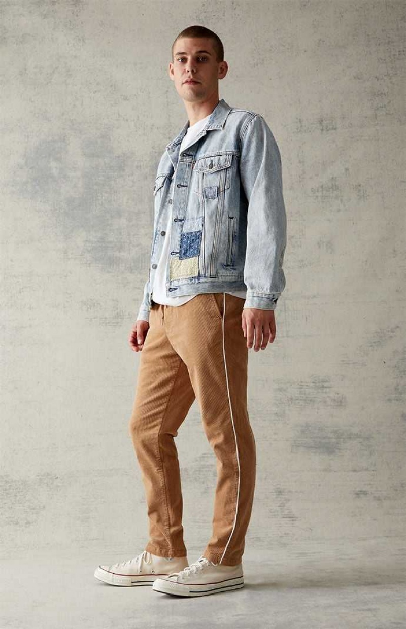 Pantalones PacSun Corduroy Khaki Slim Hombre Kaki | VZMUE2138