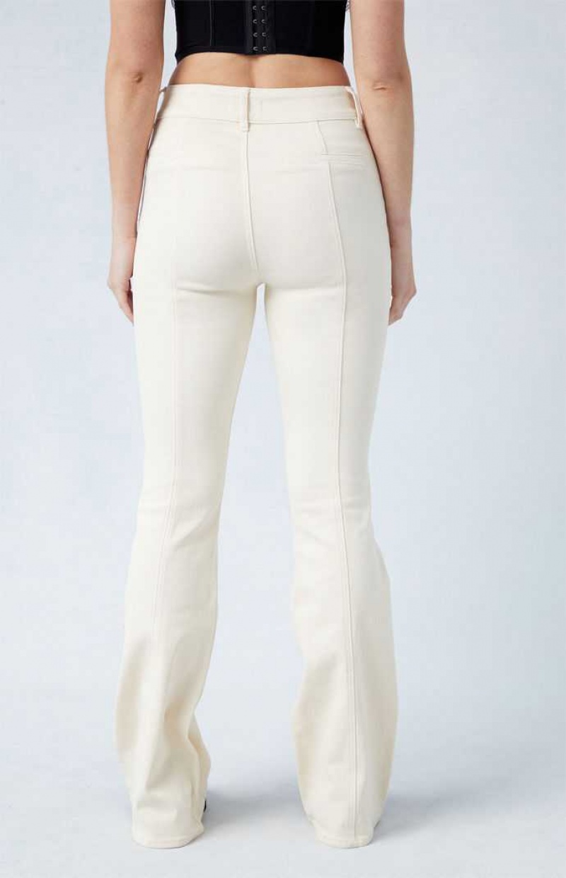 Pantalones PacSun Cream High Waisted Flare Mujer Creme | HQUNG6321