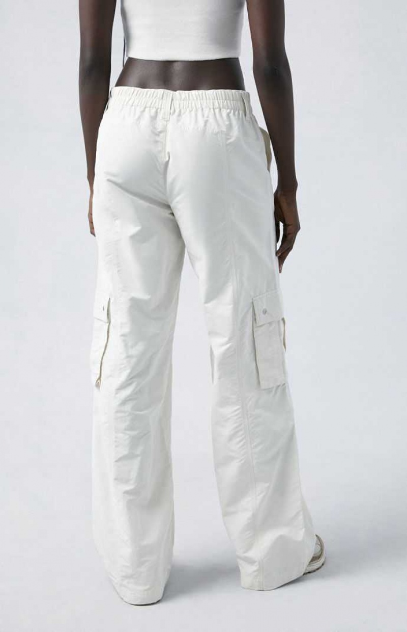 Pantalones PacSun Cream Low Rise Cargo Puddle Mujer Creme | RSDXF9184