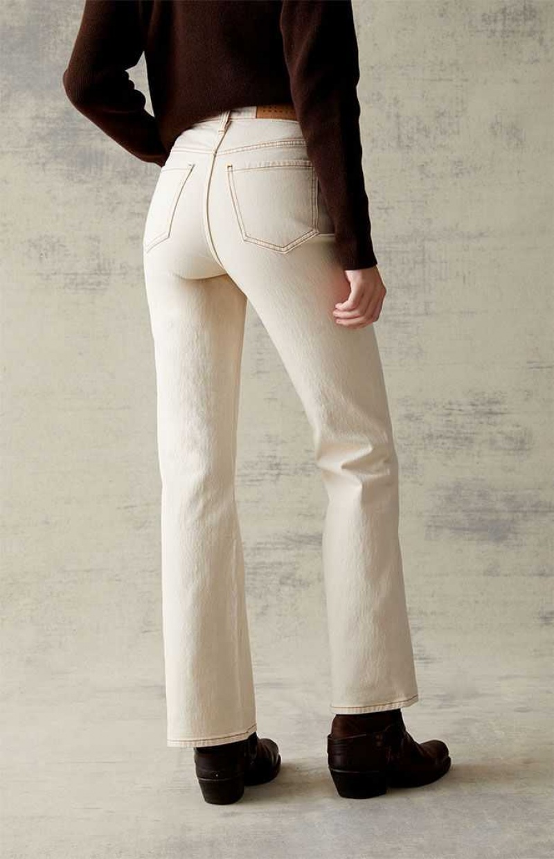 Pantalones PacSun Cream Stretch High Waisted Bootcut Mujer Creme | ZEHOY8250