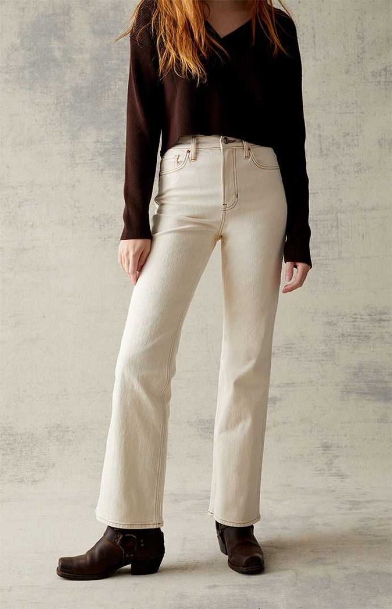 Pantalones PacSun Cream Stretch High Waisted Bootcut Mujer Creme | ZEHOY8250