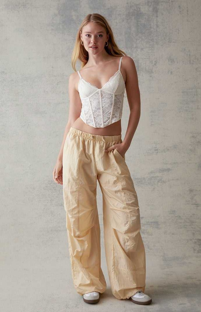 Pantalones PacSun Crinkle Bungee Pull-On Mujer Blancas | VUCGN9725