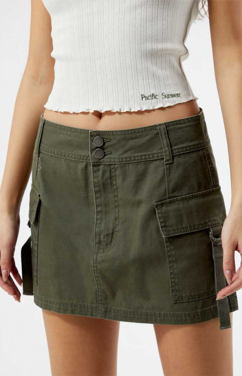 Pantalones PacSun D-Ring Cargo Mini Skirt Mujer Verde Oliva | MGDZQ6824