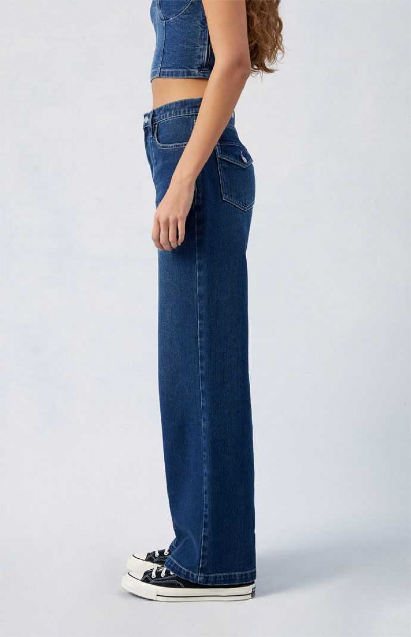 Pantalones PacSun Dark Indigo Cali Boyfriend Mujer Indigo | EXWSV7248