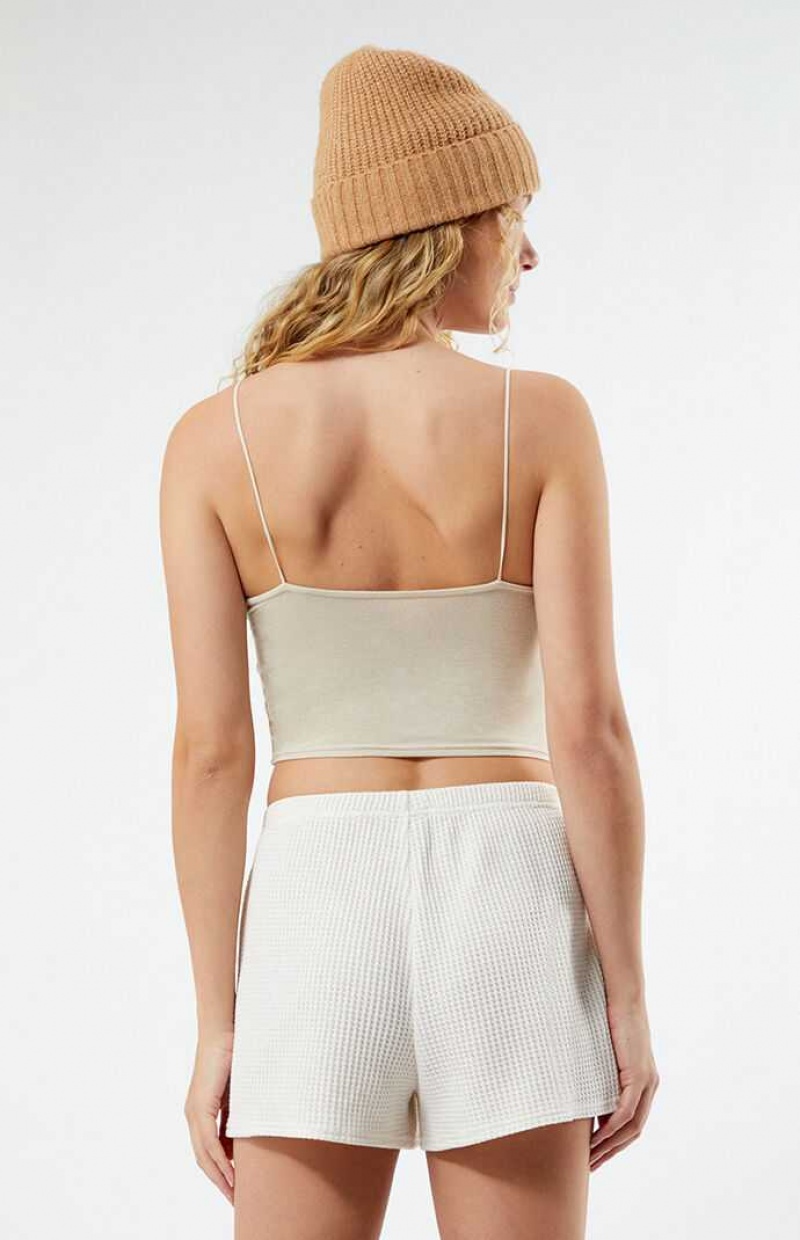 Pantalones PacSun Easy Mini Waffle Knit Lounge Mujer Creme | UIYWP8260