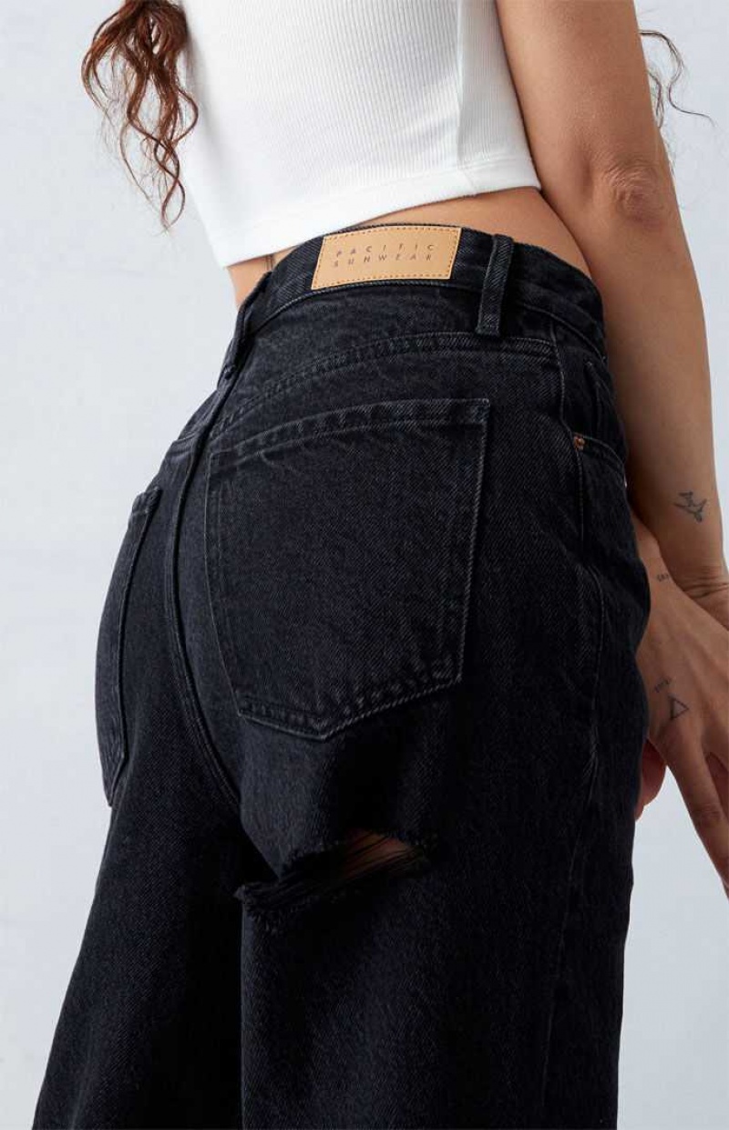 Pantalones PacSun Eco Black Butt Slit Dad Mujer Indigo | HKZVP3209