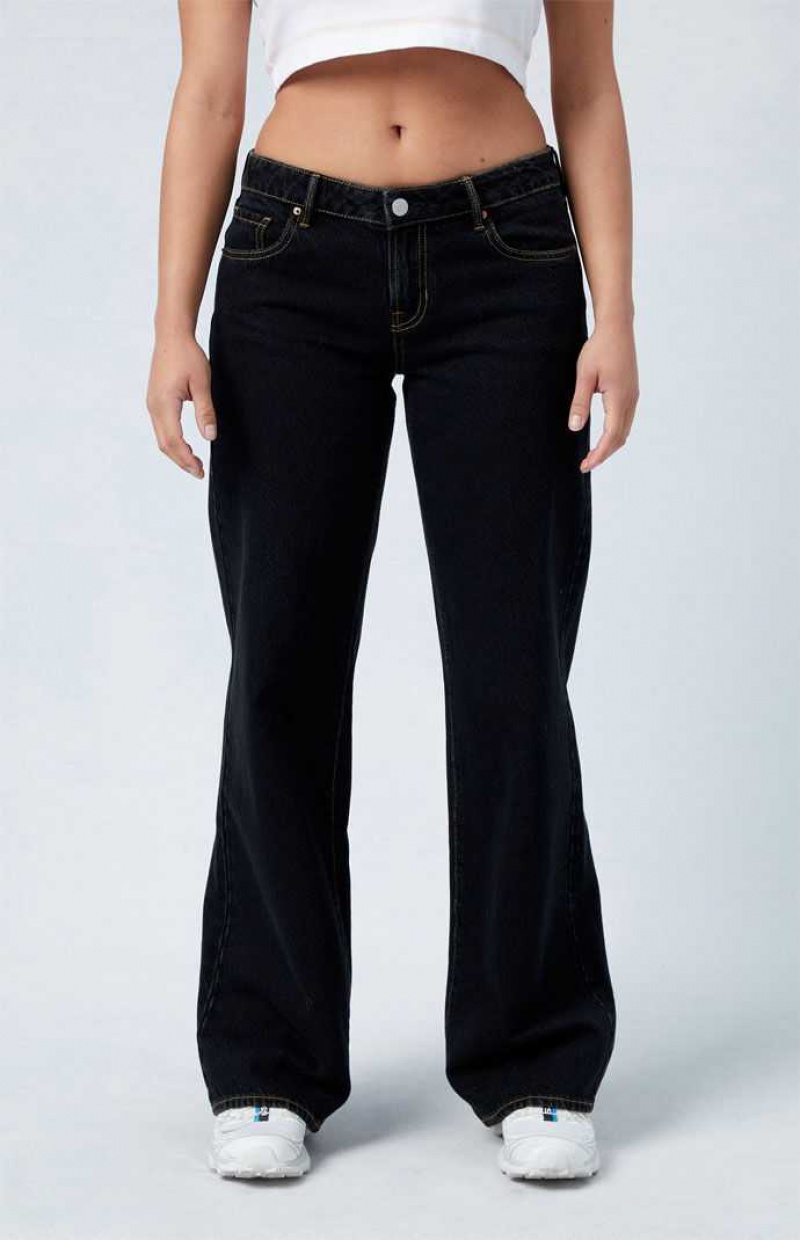 Pantalones PacSun Eco Black Low Rise Anchos Leg Mujer Negras | ICXVN0746