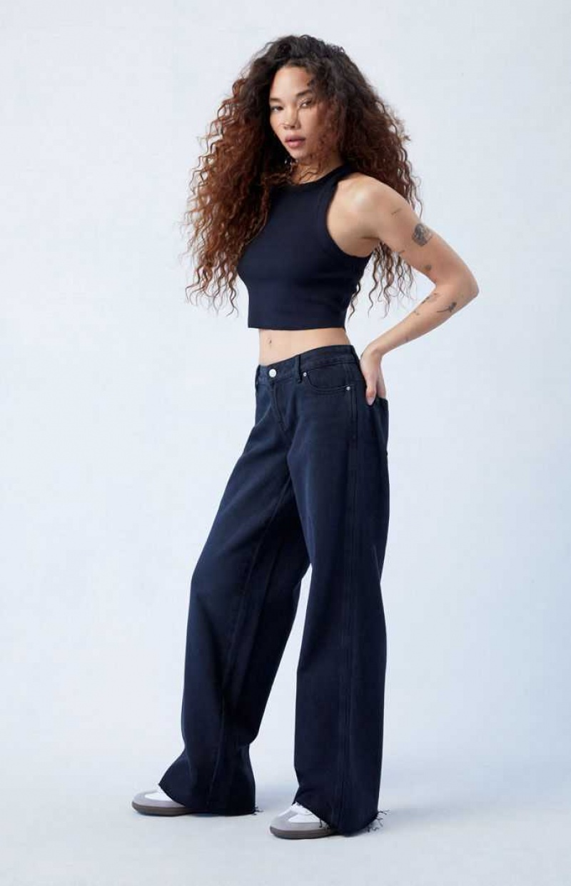 Pantalones PacSun Eco Black Low Rise gy Mujer Negras | FZRQU9657