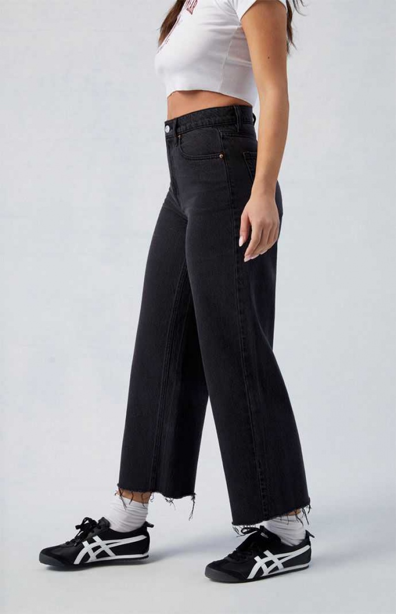 Pantalones PacSun Eco Black Nora Cropped Anchos Leg Mujer Indigo | ZRJLC6789