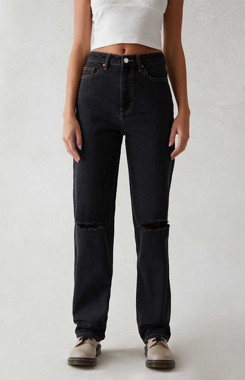 Pantalones PacSun Eco Black Ripped '90s Boyfriend Mujer Negras | MBJHN4287