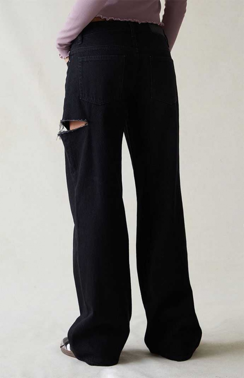 Pantalones PacSun Eco Black Ripped Low Rise gy Mujer Negras | WRLOK1084