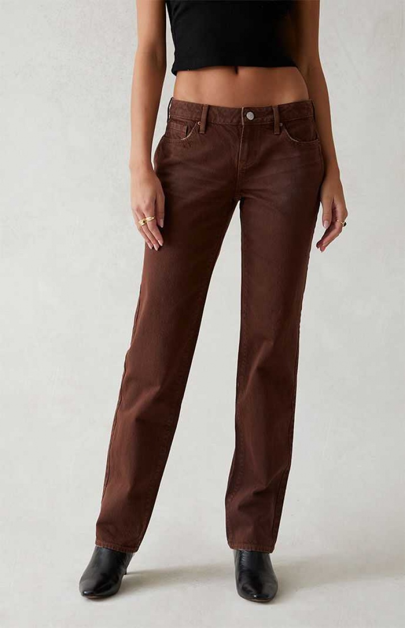 Pantalones PacSun Eco Brown Low Rise Directo Leg Mujer Marrones | WSFMR6549