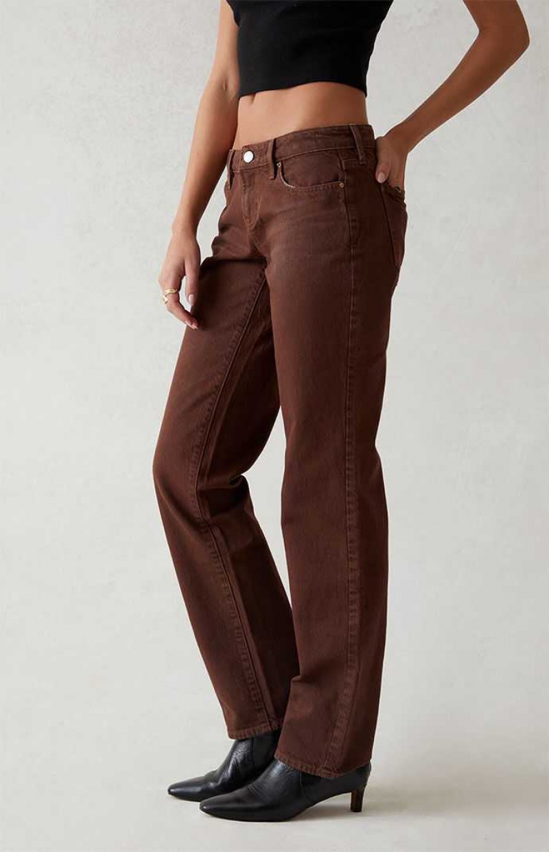 Pantalones PacSun Eco Brown Low Rise Directo Leg Mujer Marrones | WSFMR6549