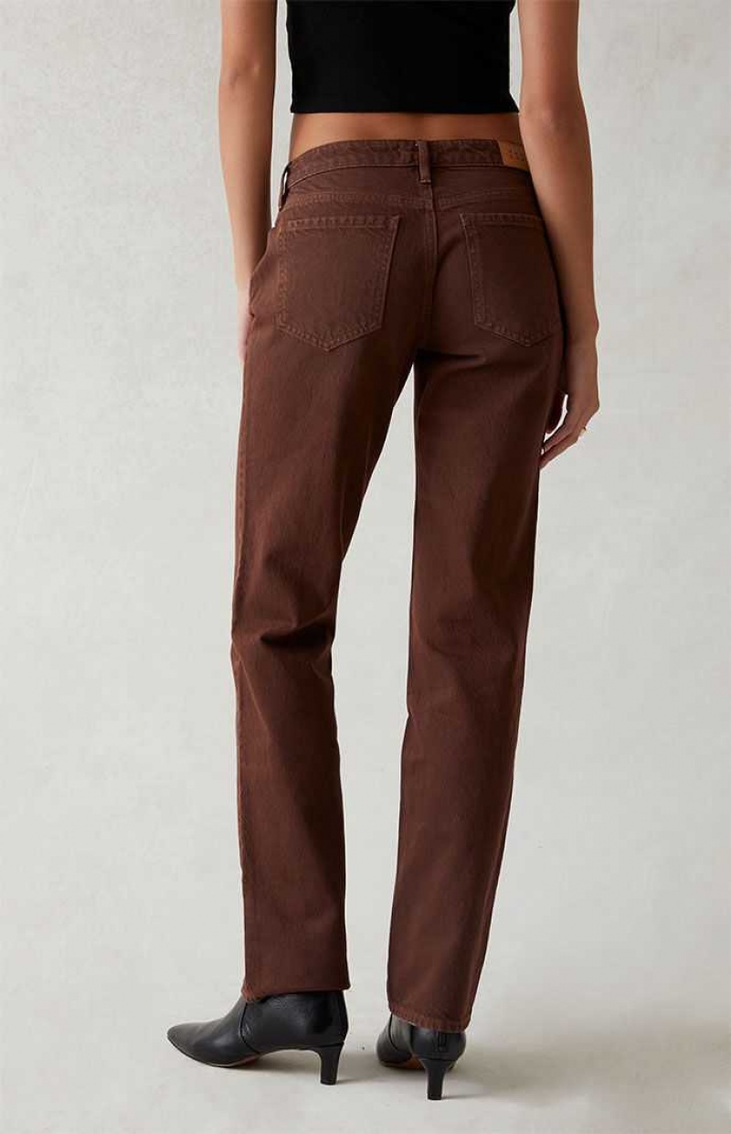 Pantalones PacSun Eco Brown Low Rise Directo Leg Mujer Marrones | WSFMR6549