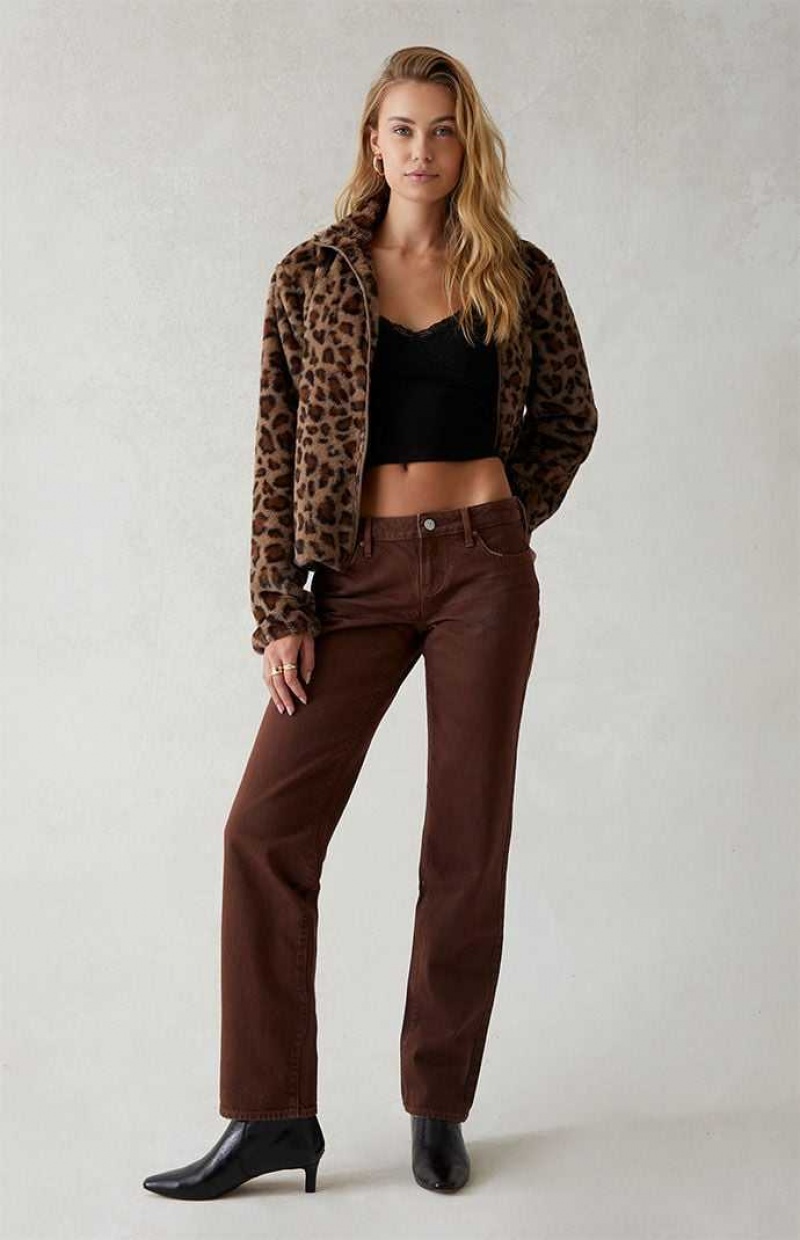 Pantalones PacSun Eco Brown Low Rise Directo Leg Mujer Marrones | WSFMR6549