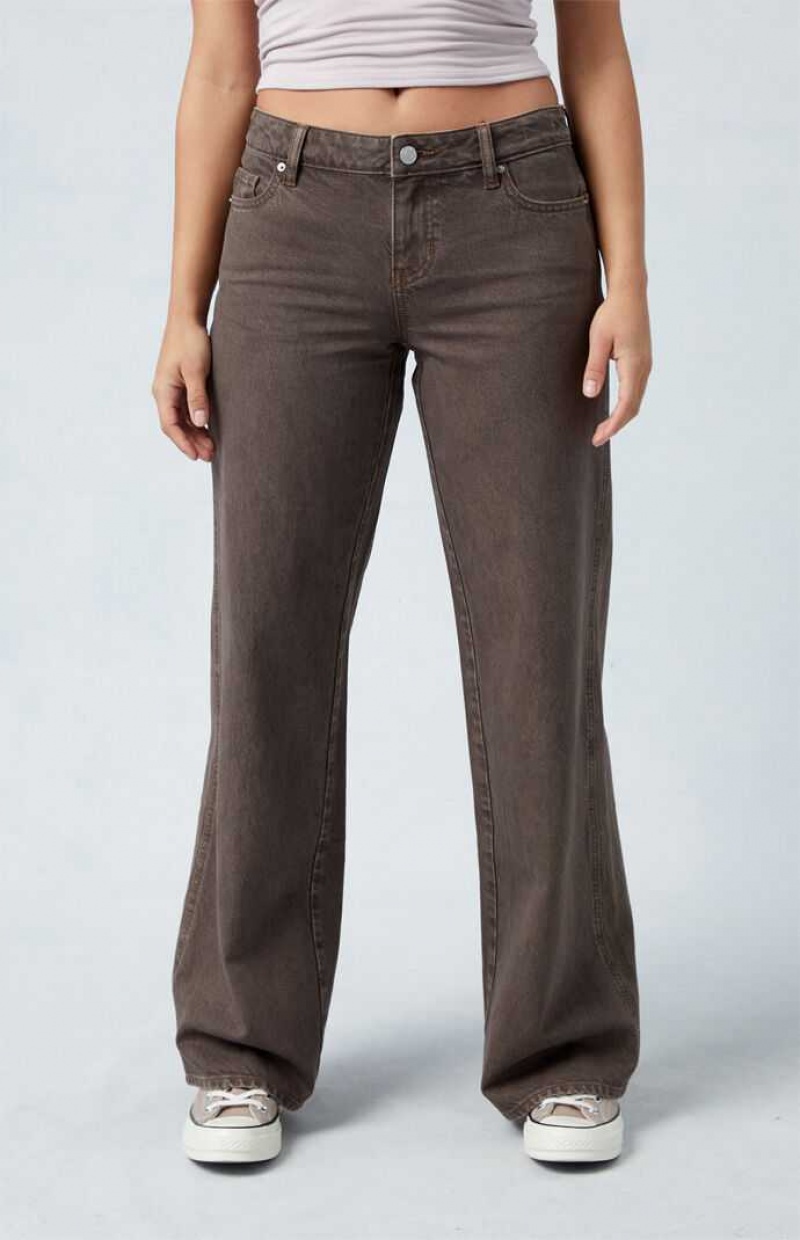 Pantalones PacSun Eco Brown Low Rise gy Mujer Marrones | MFQTC5204