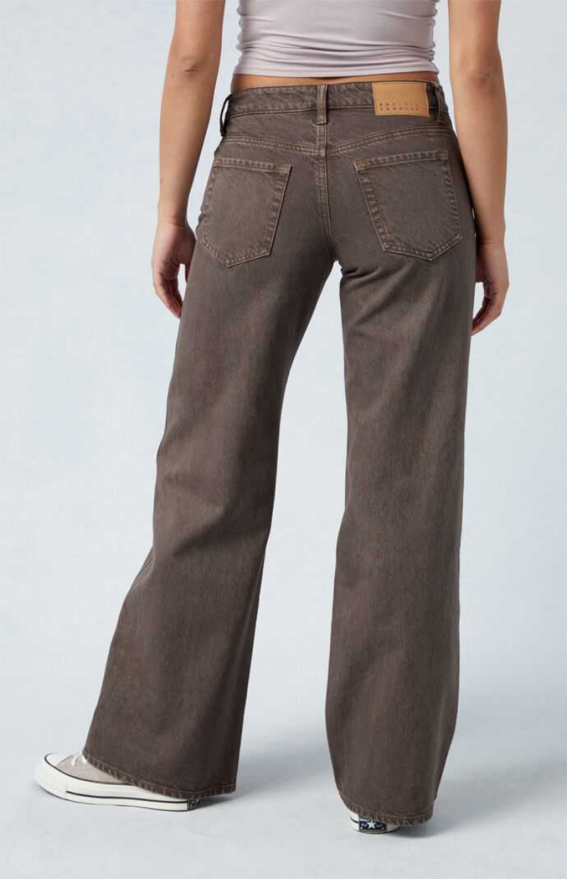 Pantalones PacSun Eco Brown Low Rise gy Mujer Marrones | MFQTC5204