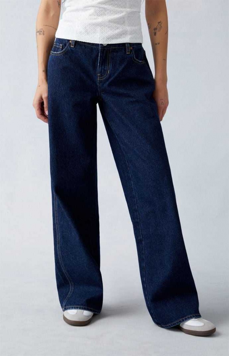 Pantalones PacSun Eco Dark Indigo Low Rise gy Mujer Indigo | TGVSW5637