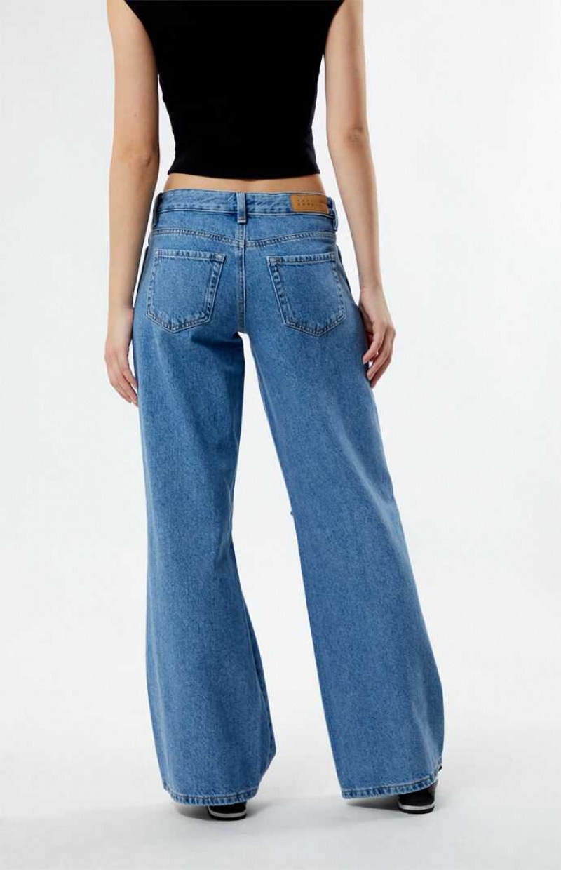 Pantalones PacSun Eco Indigo Ripped Low Rise gy Mujer Indigo | XCZQW9736