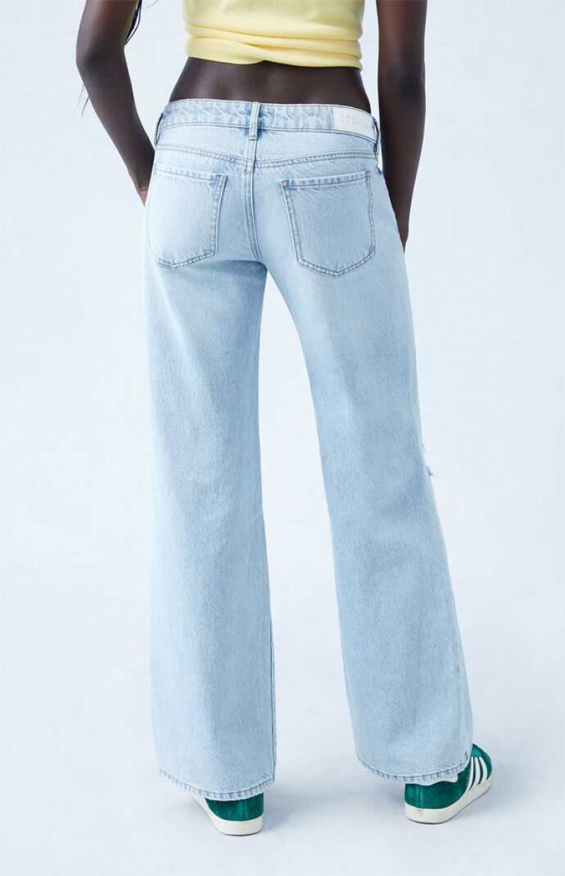 Pantalones PacSun Eco Indigo Ripped Low Rise Anchos Leg Mujer Indigo | UPXYG1957