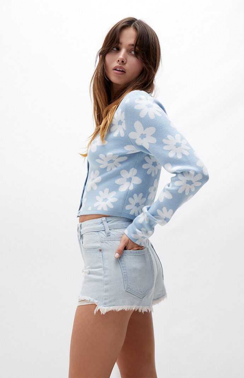 Pantalones PacSun Eco Light Blue Distressed High Waisted Denim Festival Mujer Indigo | QCWAI4317