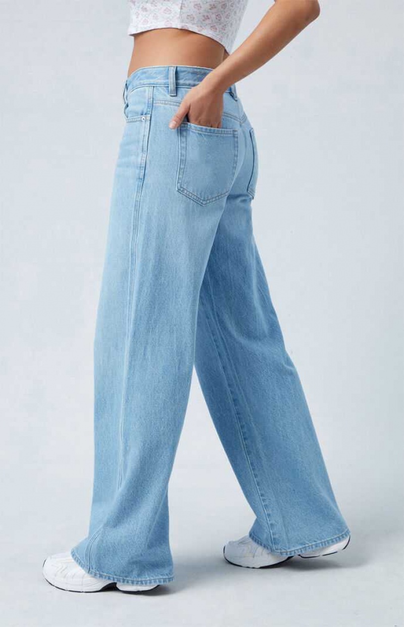 Pantalones PacSun Eco Light Blue Low Rise gy Mujer Indigo | IUHCY2169