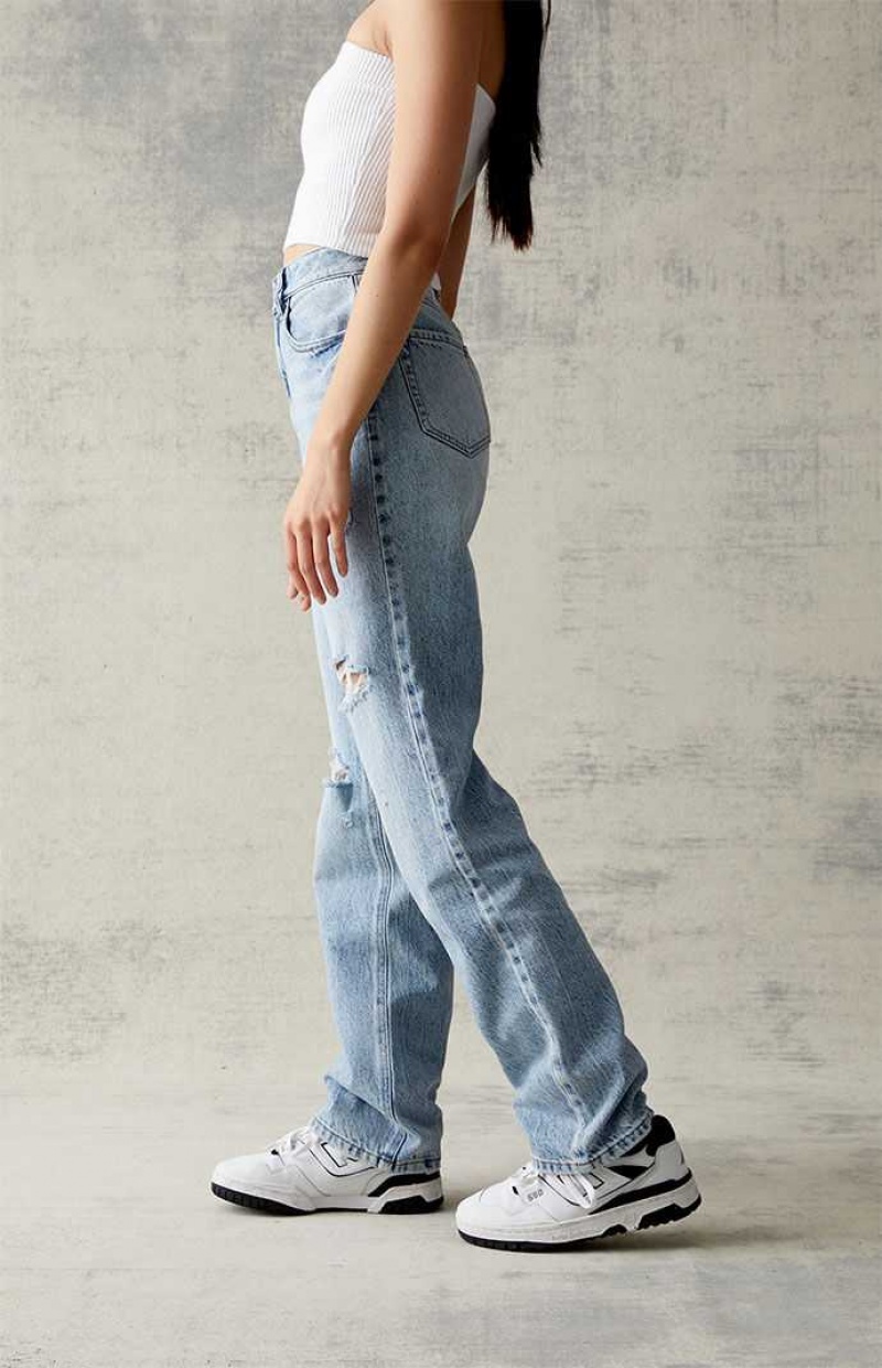 Pantalones PacSun Eco Light Blue Ripped '90s Boyfriend Mujer Indigo | QWTEU6187