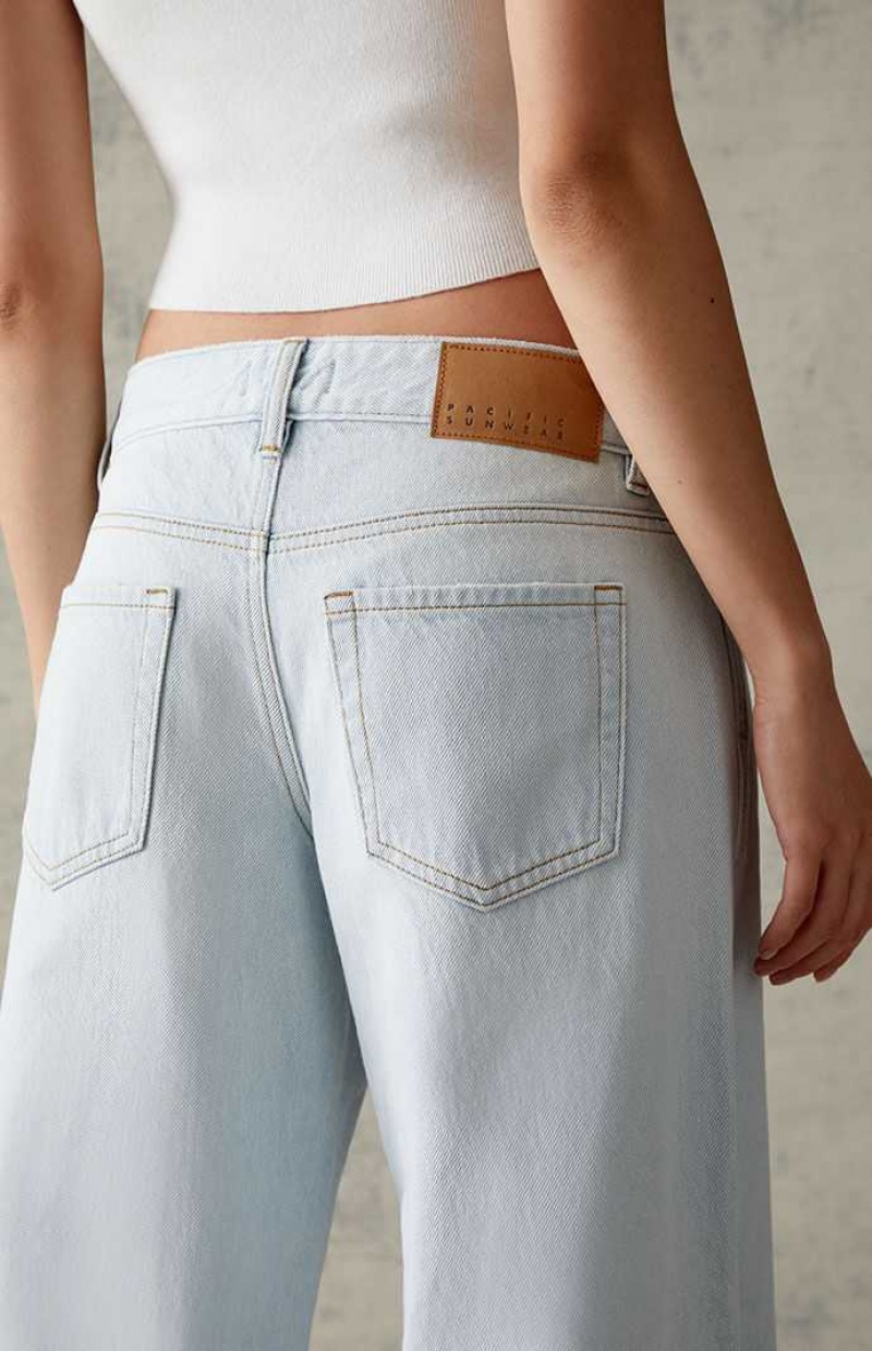 Pantalones PacSun Eco Light Blue Ripped Low Rise gy Mujer Indigo Claro | UYNKH9036