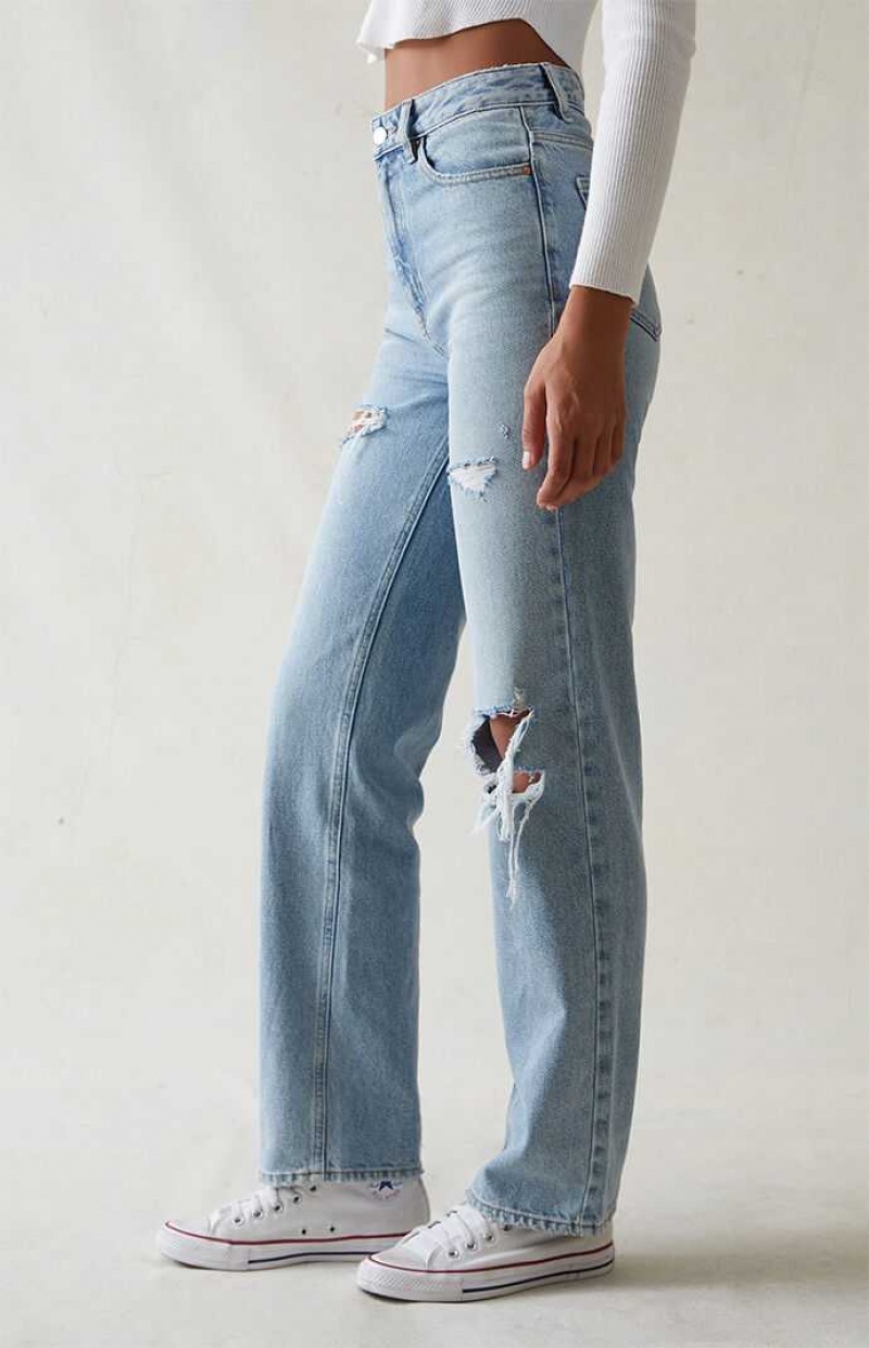 Pantalones PacSun Eco Light Blue Ripped '90s Boyfriend Mujer Indigo | ITRLU3816