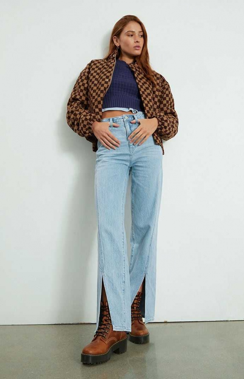 Pantalones PacSun Eco Light Blue Twisted Seam Boyfriend Mujer Indigo | UTQJX7231