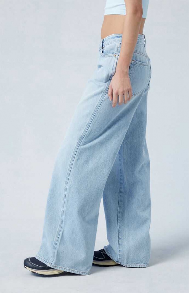 Pantalones PacSun Eco Light Indigo Asymmetrical Low Rise gy Mujer Indigo | NCGVR3592