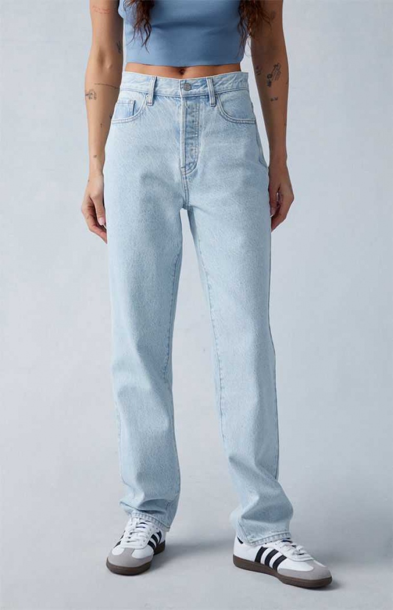 Pantalones PacSun Eco Light Indigo Butt Slit Dad Mujer Indigo | NSWGJ0976