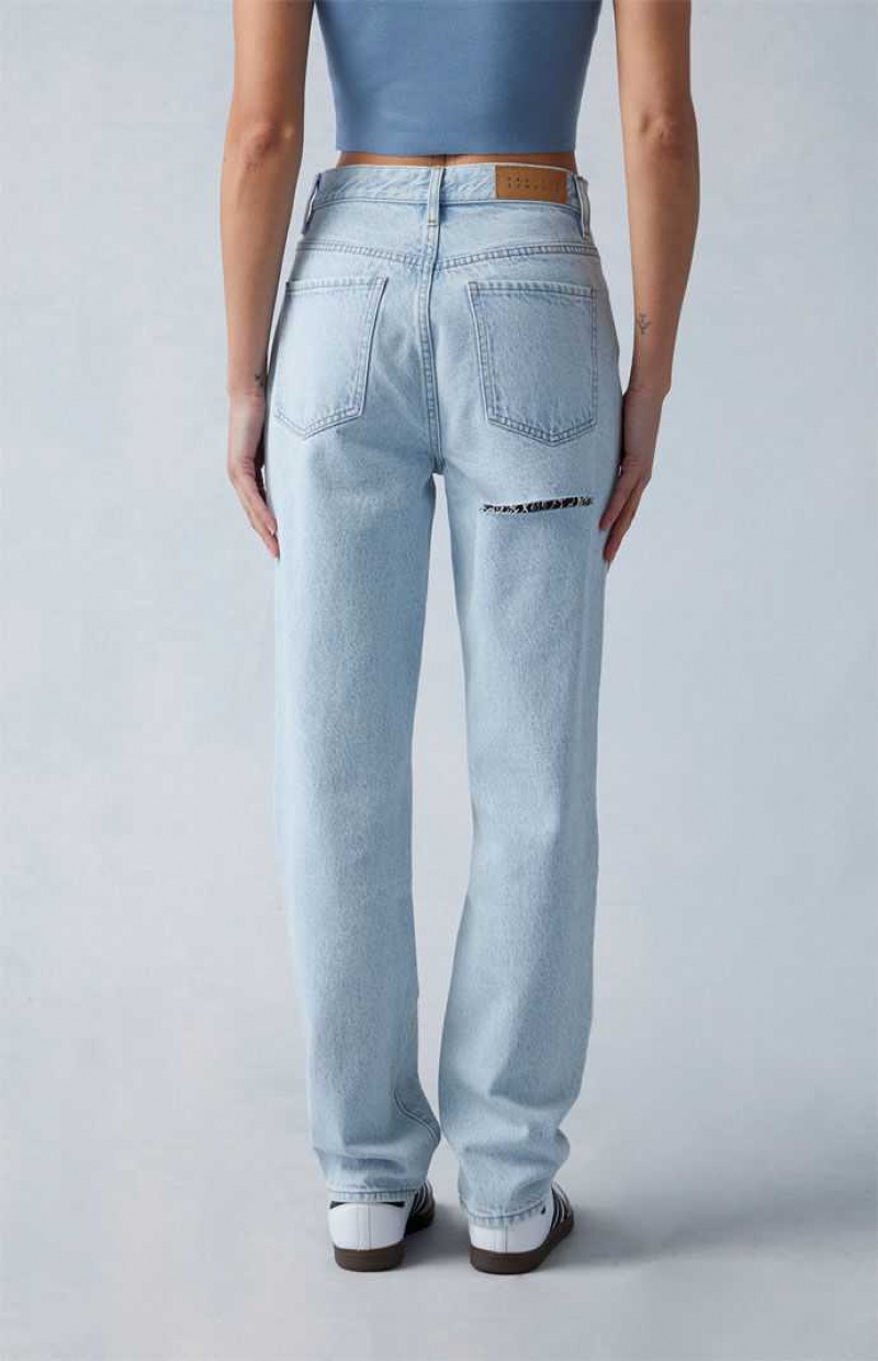 Pantalones PacSun Eco Light Indigo Butt Slit Dad Mujer Indigo | NSWGJ0976