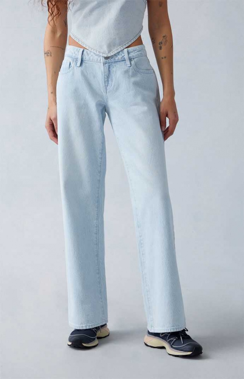 Pantalones PacSun Eco Light Indigo Carpenter Low Rise Anchos Leg Mujer Indigo | IPFVQ8571