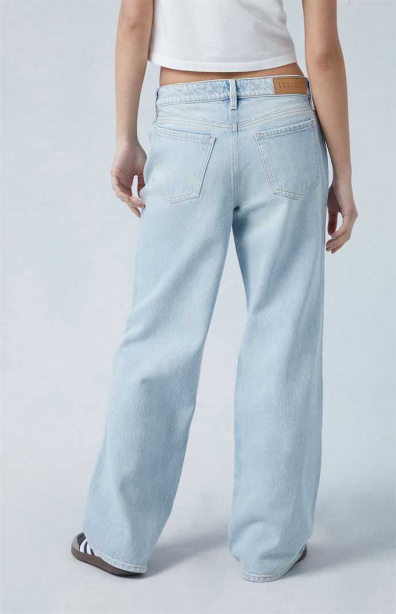 Pantalones PacSun Eco Light Indigo Low Rise Anchos Leg Mujer Indigo | SQCTV3194