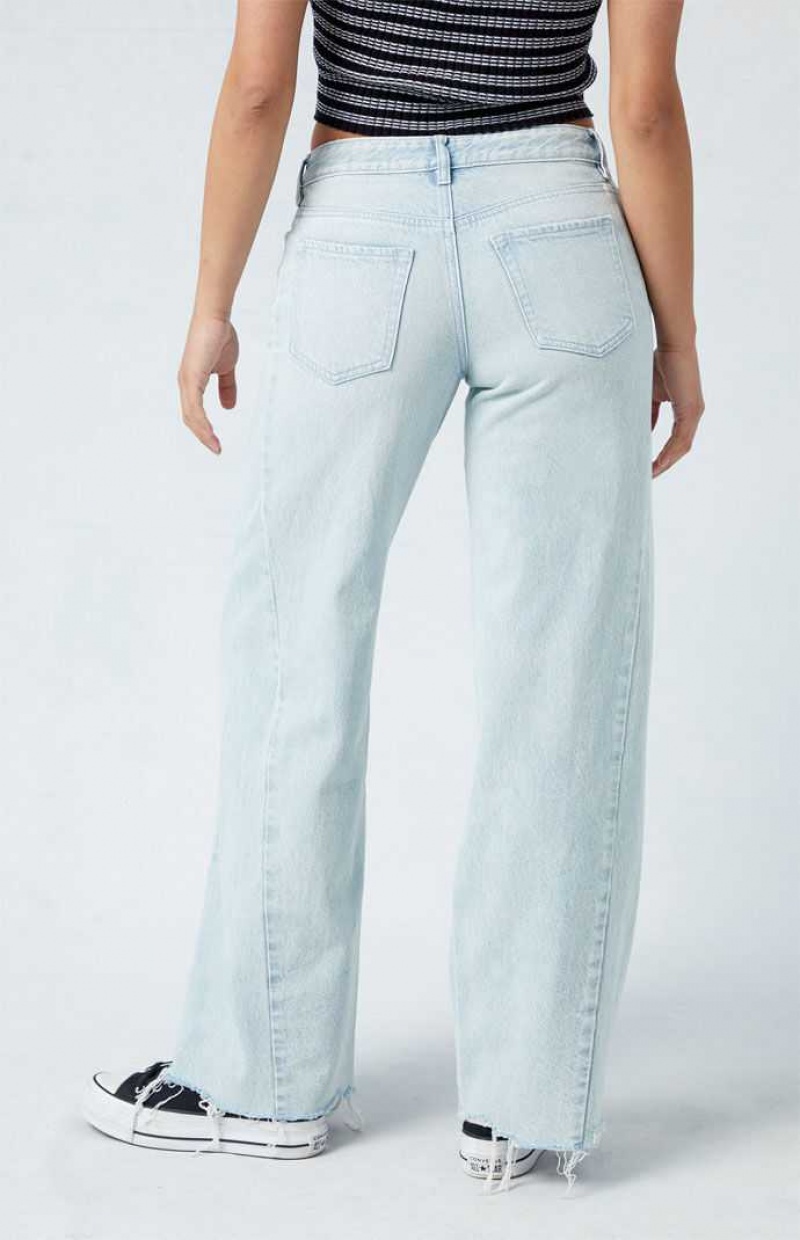 Pantalones PacSun Eco Light Indigo Raw Cut Low Rise gy Mujer Indigo | HBAFP2410