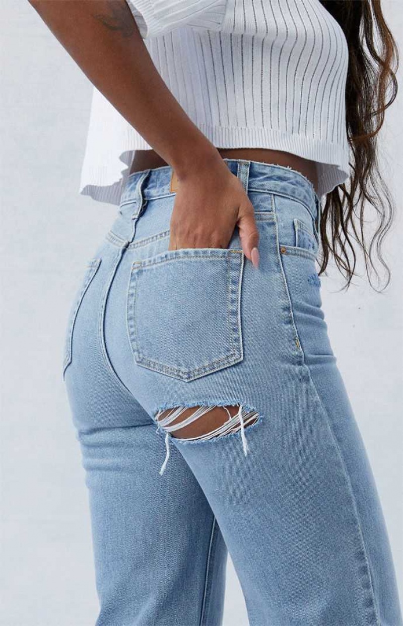 Pantalones PacSun Eco Light Indigo Ripped '90s Boyfriend Mujer Indigo | OESPV8329