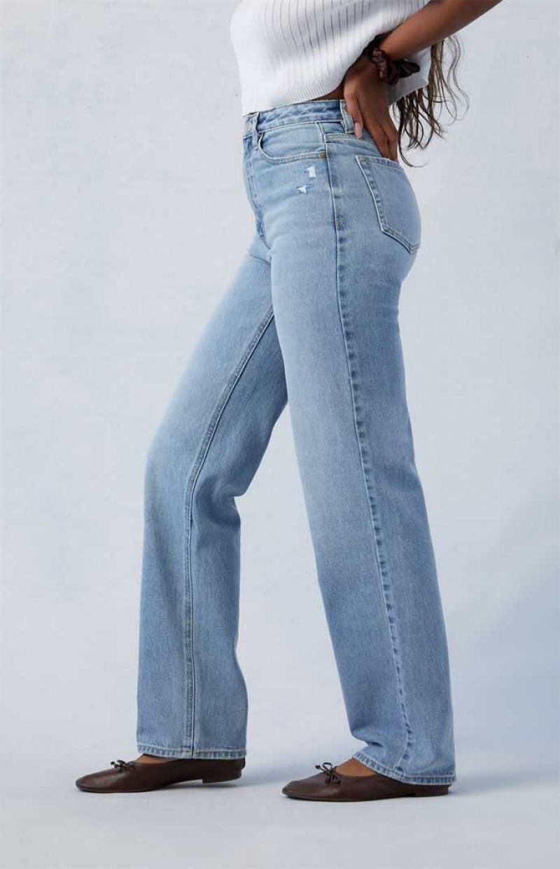 Pantalones PacSun Eco Light Indigo Ripped '90s Boyfriend Mujer Indigo | OESPV8329