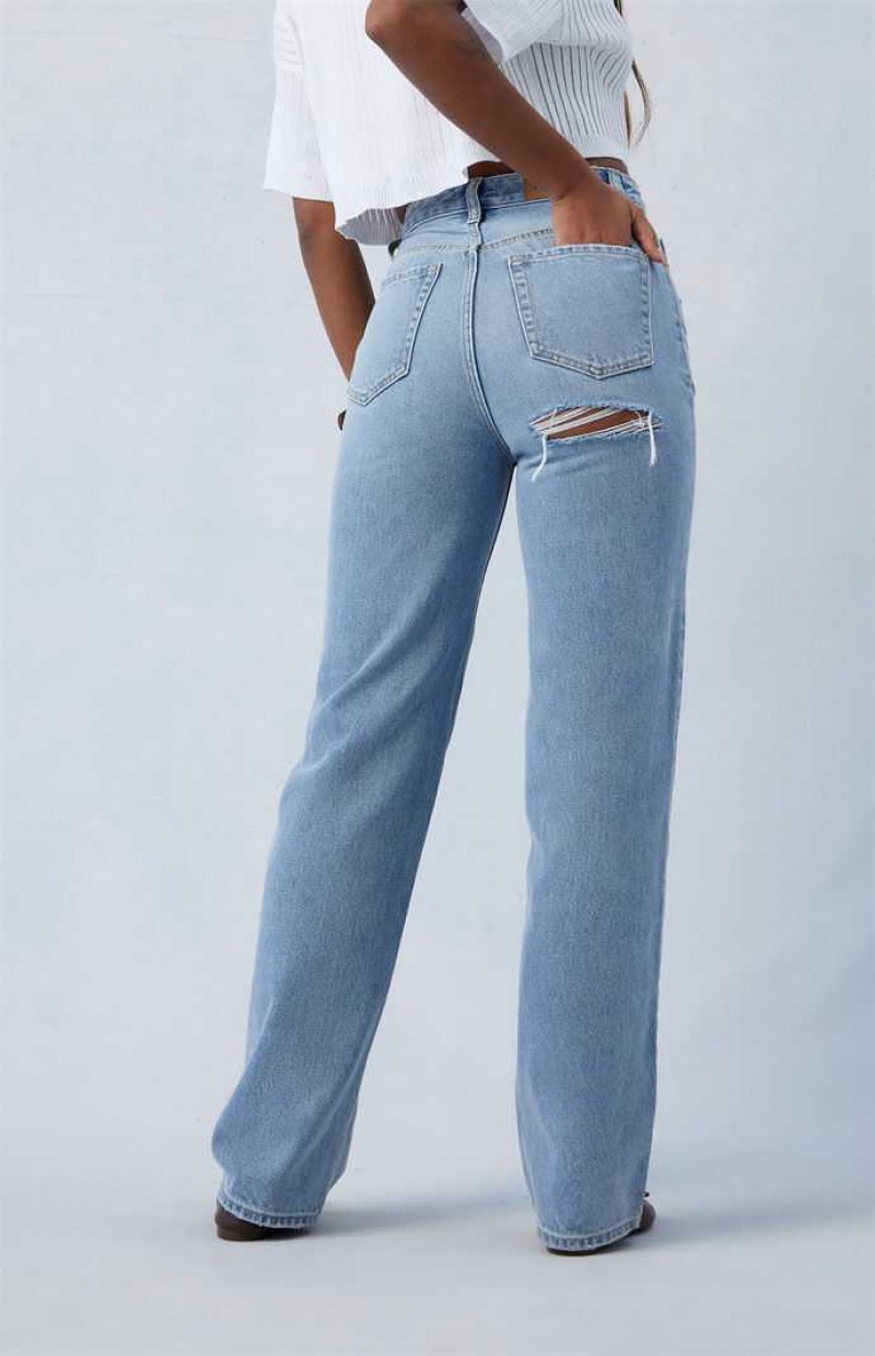 Pantalones PacSun Eco Light Indigo Ripped '90s Boyfriend Mujer Indigo | OESPV8329