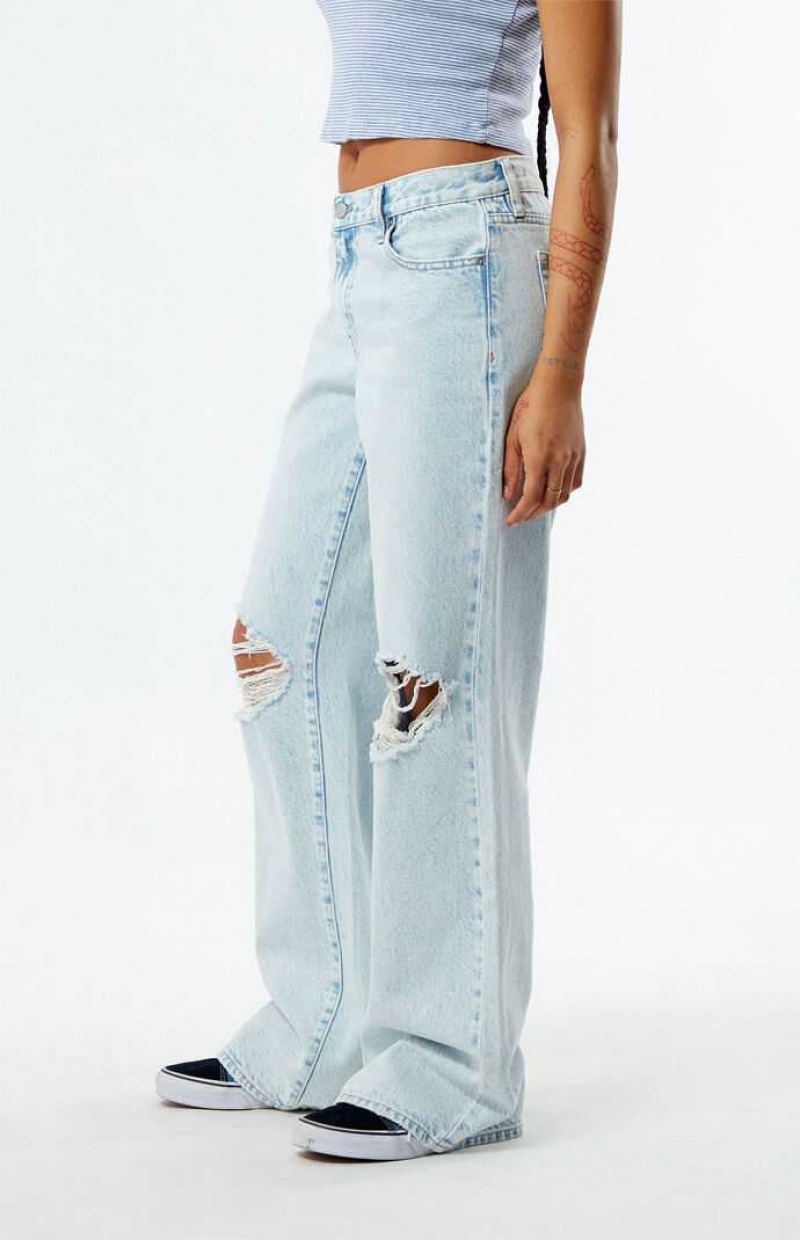 Pantalones PacSun Eco Light Indigo Ripped Parker Extreme gy Mujer Indigo | SLJIR2758